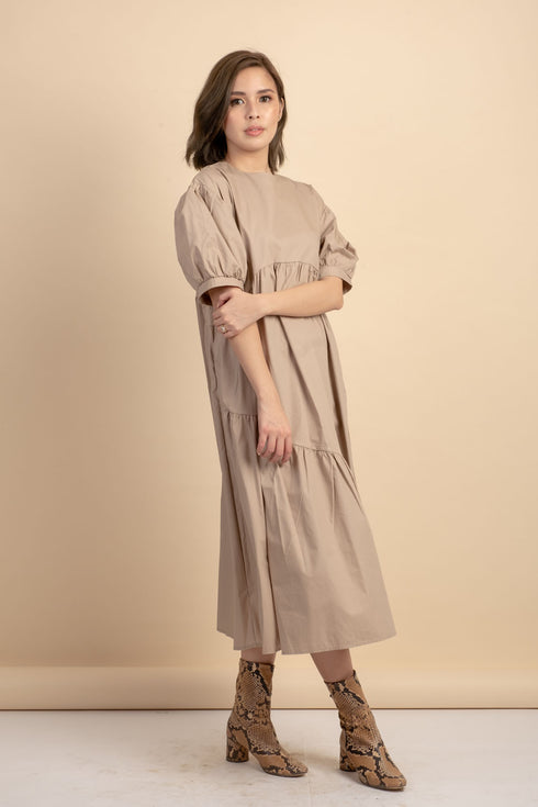 Arianne Khaki Poplin Dress