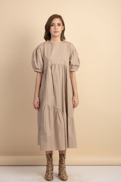 Arianne Khaki Poplin Dress