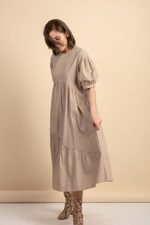 Arianne Khaki Poplin Dress