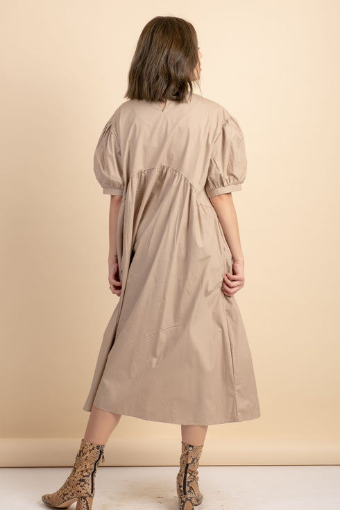 Arianne Khaki Poplin Dress