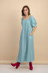 Carrie Blue Linen Maxi Dress