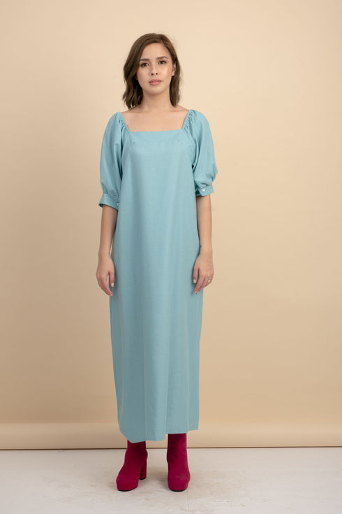 Carrie Blue Linen Maxi Dress