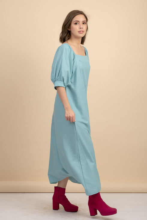 Carrie Blue Linen Maxi Dress
