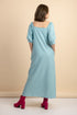 Carrie Blue Linen Maxi Dress