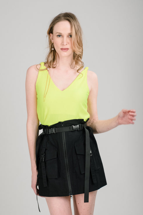 Pesca Ribbed Top in Neon Green