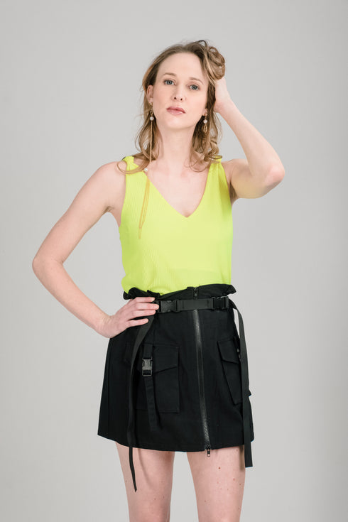 Pesca Ribbed Top in Neon Green