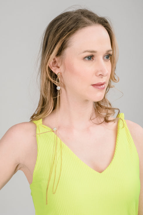 Pesca Ribbed Top in Neon Green