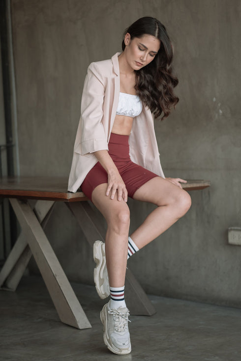 Shop Hygge x GS: Biker Shorts in Maroon