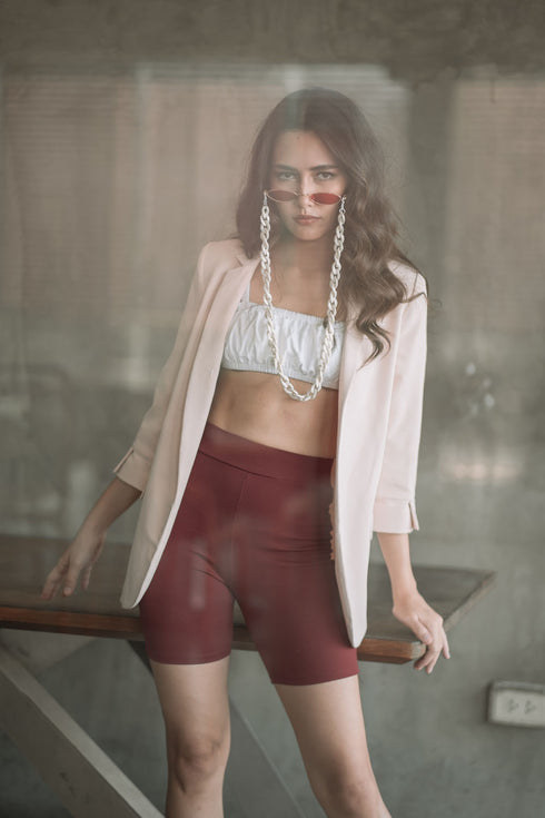 Shop Hygge x GS: Biker Shorts in Maroon