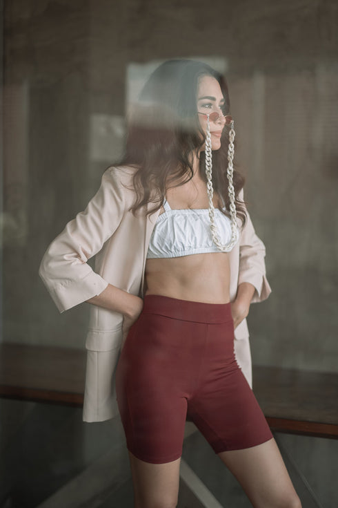 Shop Hygge x GS: Biker Shorts in Maroon