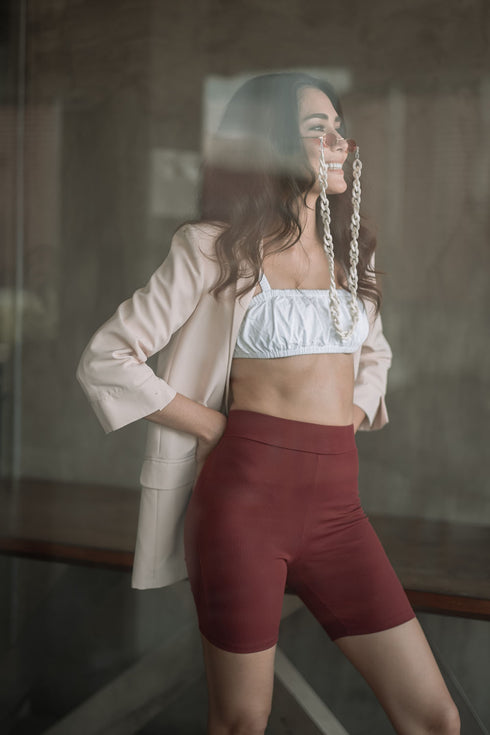 Shop Hygge x GS: Biker Shorts in Maroon