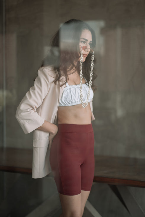 Shop Hygge x GS: Biker Shorts in Maroon