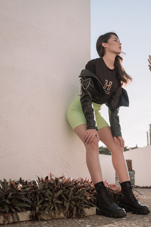 Shop Hygge x GS: Biker Shorts in Neon Green