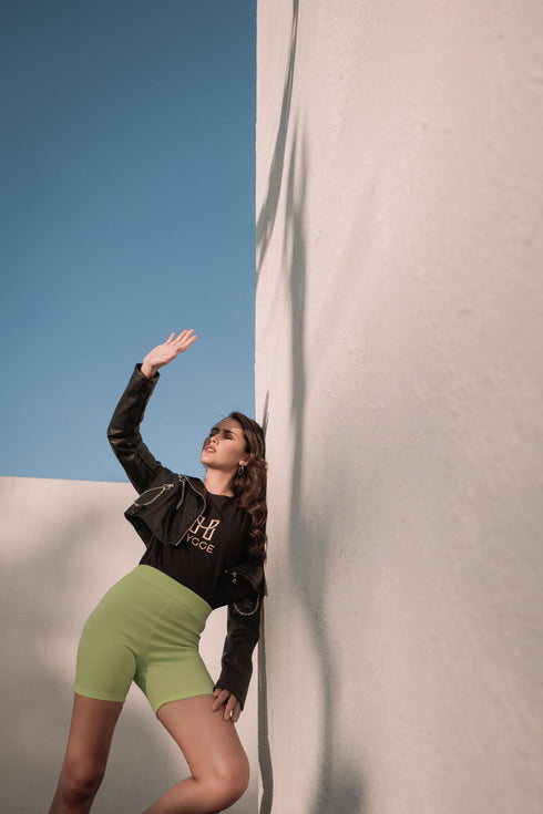 Shop Hygge x GS: Biker Shorts in Neon Green