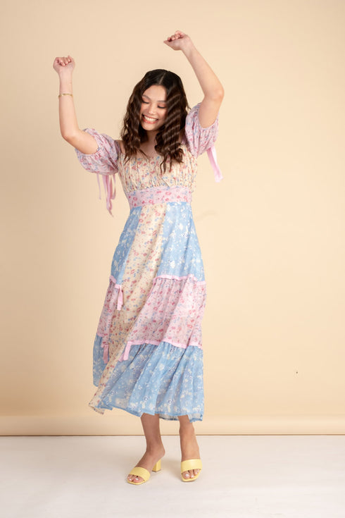 Alea Printed Floral Dress Pink/Blue