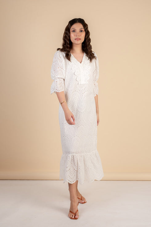 Alexa White Midi Dress