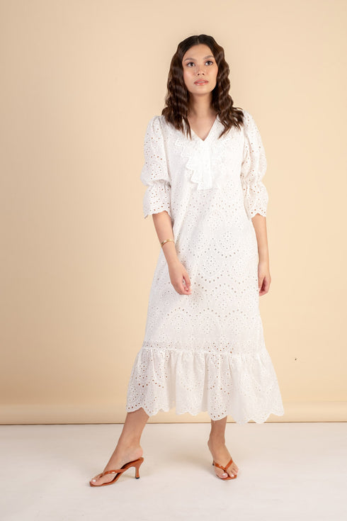 Alexa White Midi Dress