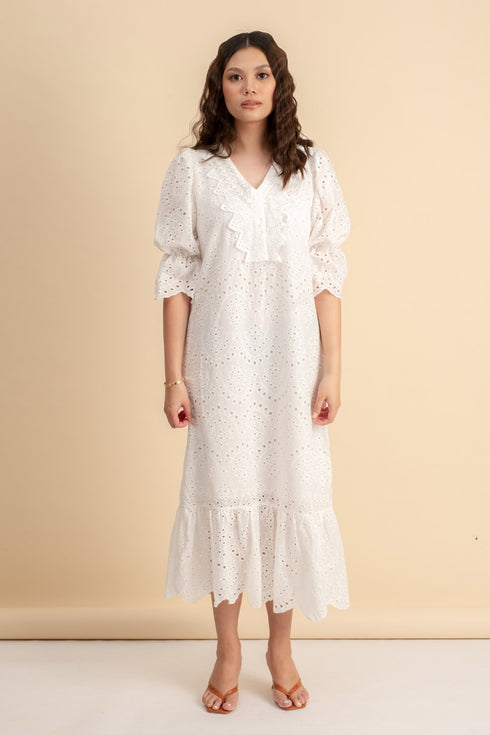Alexa White Midi Dress