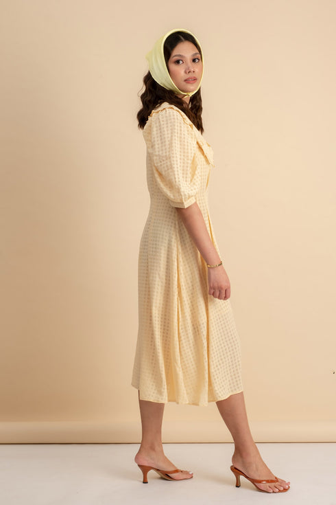 Delphine Peterpan Dress in Pale Yellow