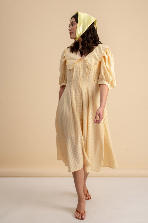 Delphine Peterpan Dress in Pale Yellow
