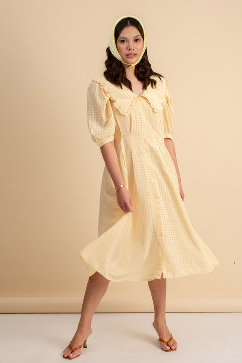 Delphine Peterpan Dress in Pale Yellow