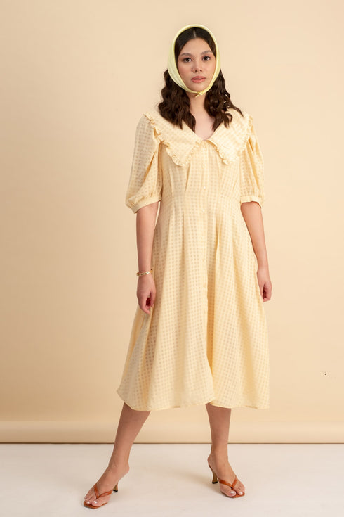 Delphine Peterpan Dress in Pale Yellow