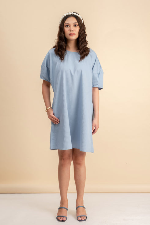 Sofie Bubble Sleeve Dress in Blue
