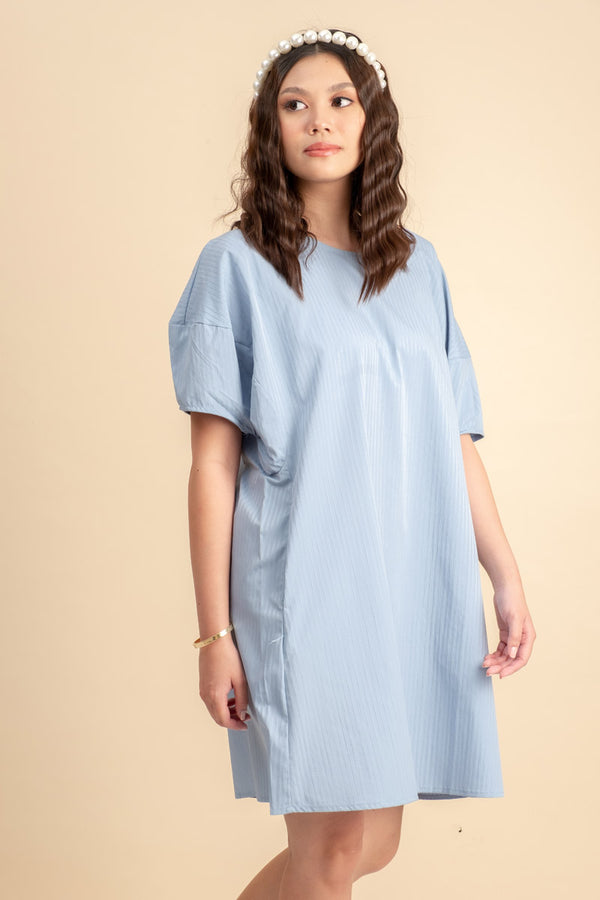 Sofie Bubble Sleeve Dress in Blue