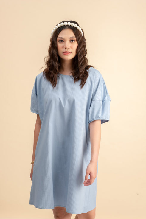 Sofie Bubble Sleeve Dress in Blue