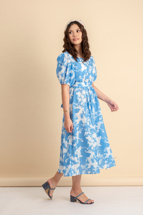 Madrid Blue/White Dress