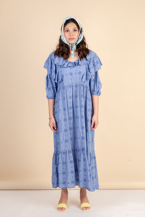 Marseille Blue Eyelet Dress