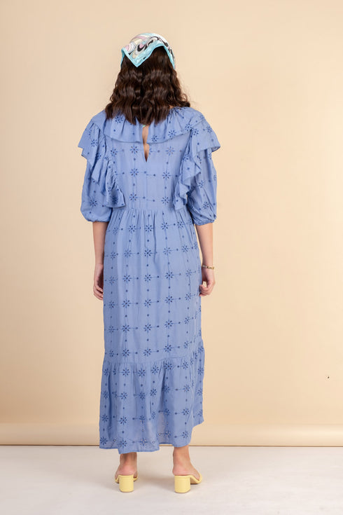 Marseille Blue Eyelet Dress
