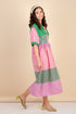 Pam Pink/Green Midi Dress