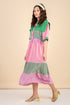 Pam Pink/Green Midi Dress