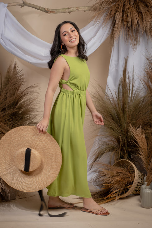 Maia Sexy Back Summer Dress in Green