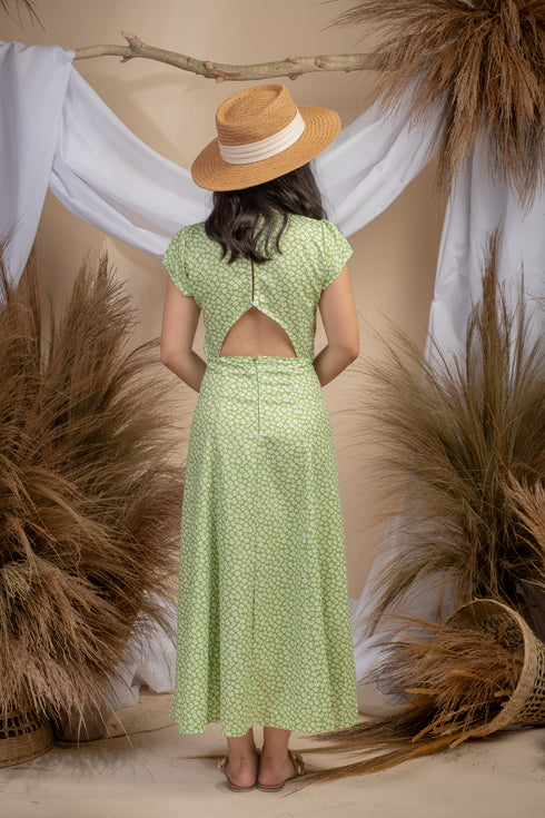 Maxene Printed Dress With Sexy Back