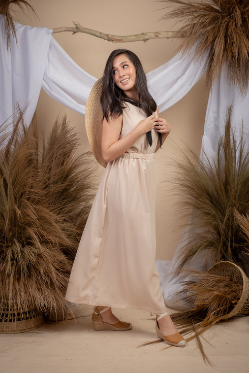 Maia Sexy Back Summer Dress in Apricot