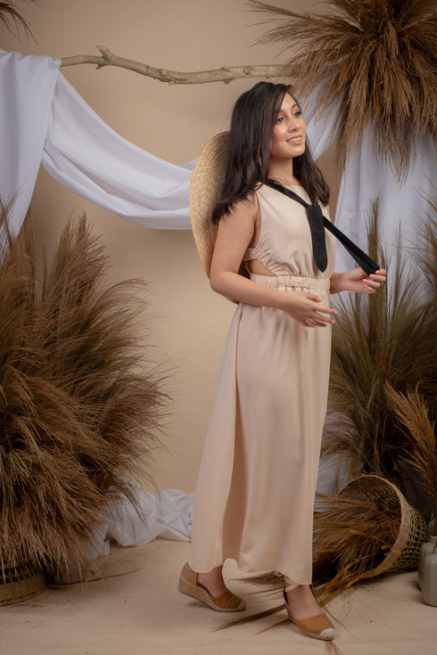 Maia Sexy Back Summer Dress in Apricot