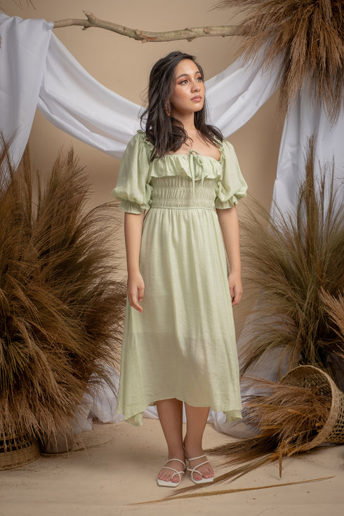 Milka Cottagecore Dress in Mint Green