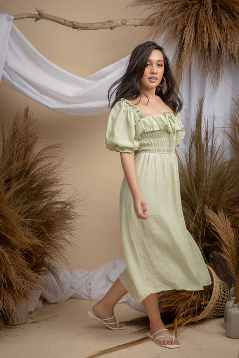 Milka Cottagecore Dress in Mint Green