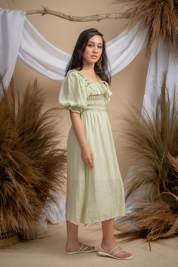 Milka Cottagecore Dress in Mint Green