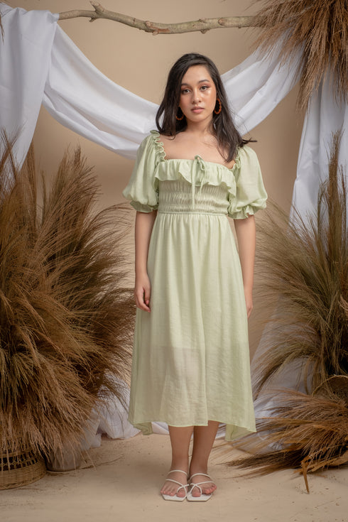 Milka Cottagecore Dress in Mint Green
