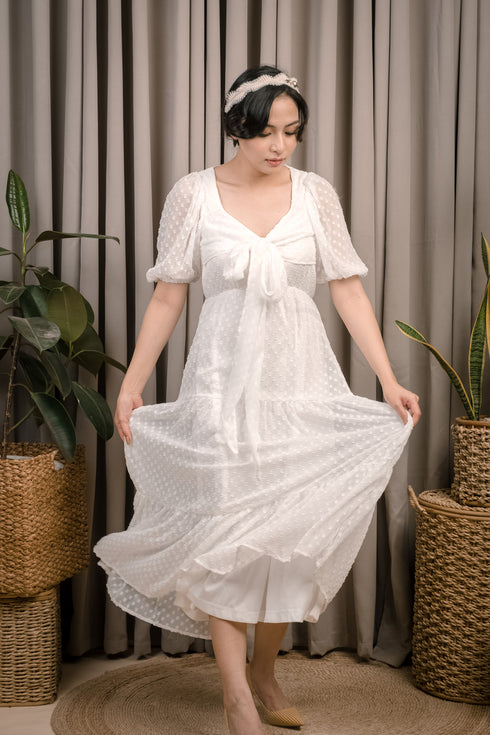 Mason Front Tie Textured Midi Dress