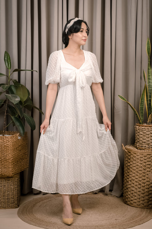 Mason Front Tie Textured Midi Dress