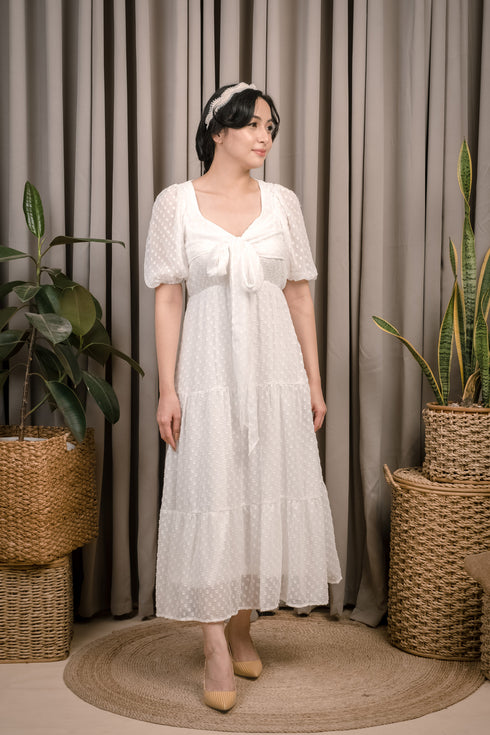 Mason Front Tie Textured Midi Dress