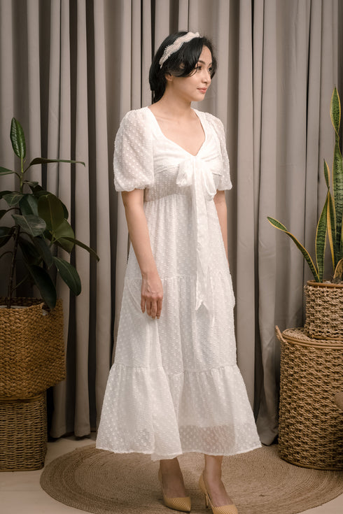 Mason Front Tie Textured Midi Dress