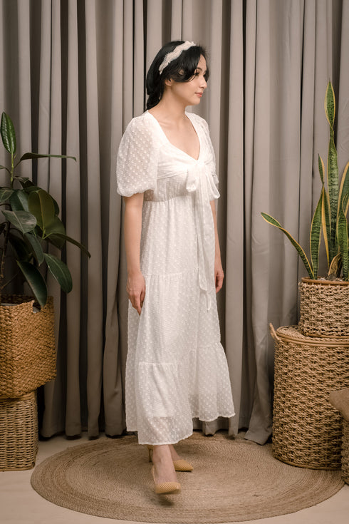 Mason Front Tie Textured Midi Dress