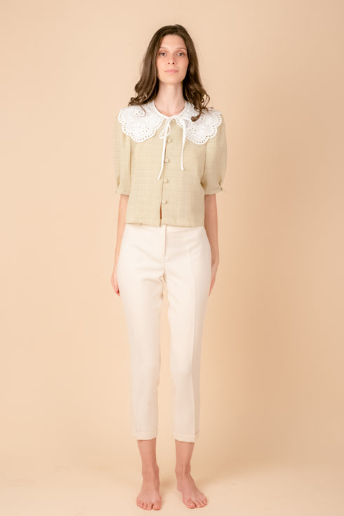 Shop Hygge x GS: Peter Pan Collar Top in Mint