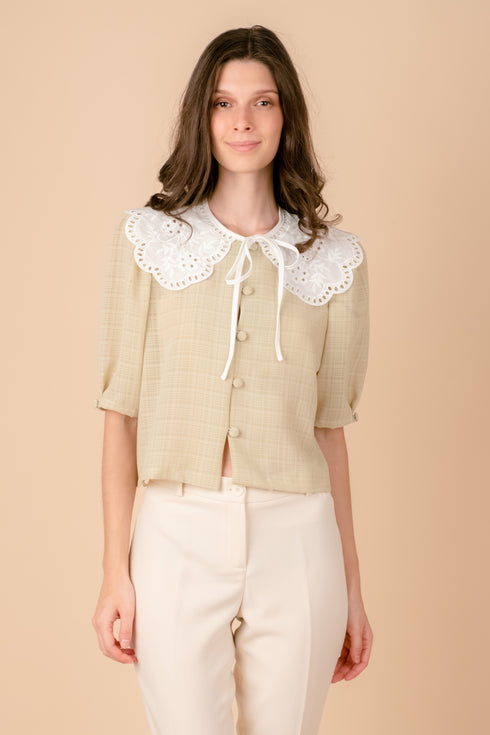 Shop Hygge x GS: Peter Pan Collar Top in Mint