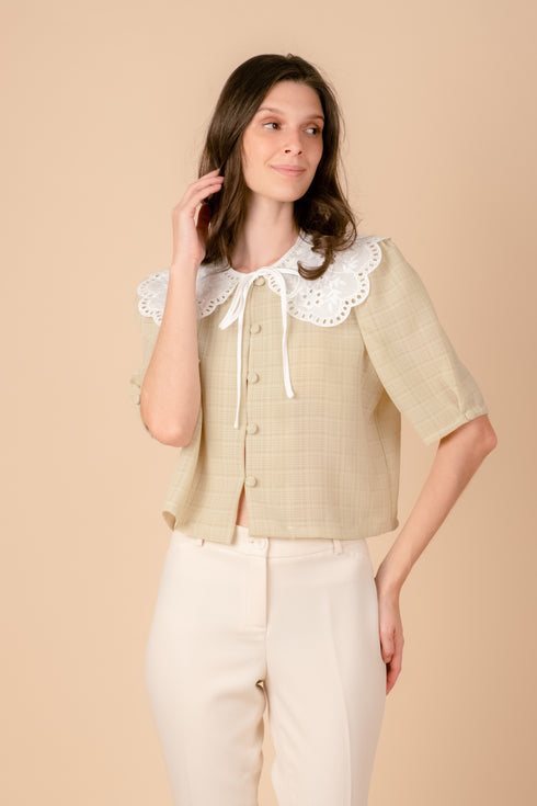 Shop Hygge x GS: Peter Pan Collar Top in Mint